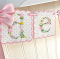 Embroidered Floral Name Banner